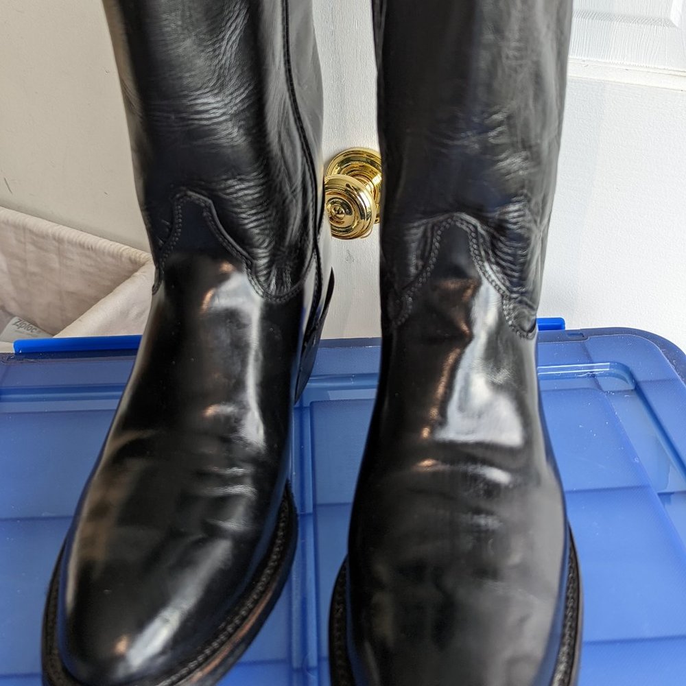 Justin Black Melo-Veal Leather Cowboy Western Boots #8049 Men's US Size 10.5 C